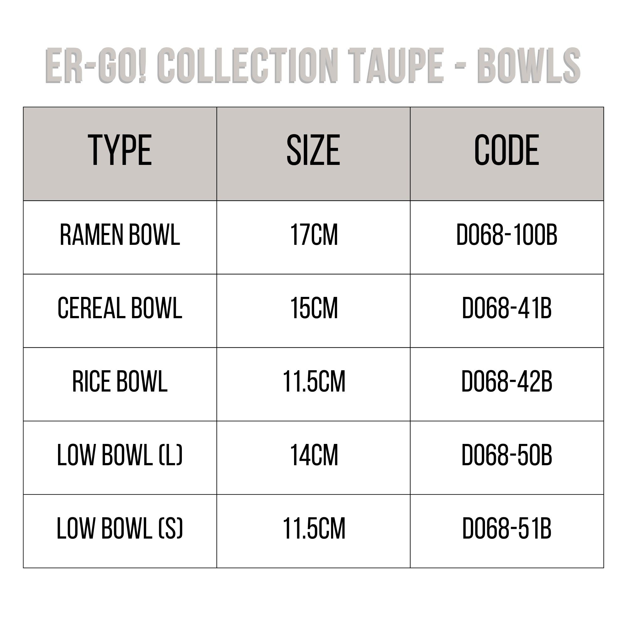 Loveramics Er-go! Collection Taupe - Bowls