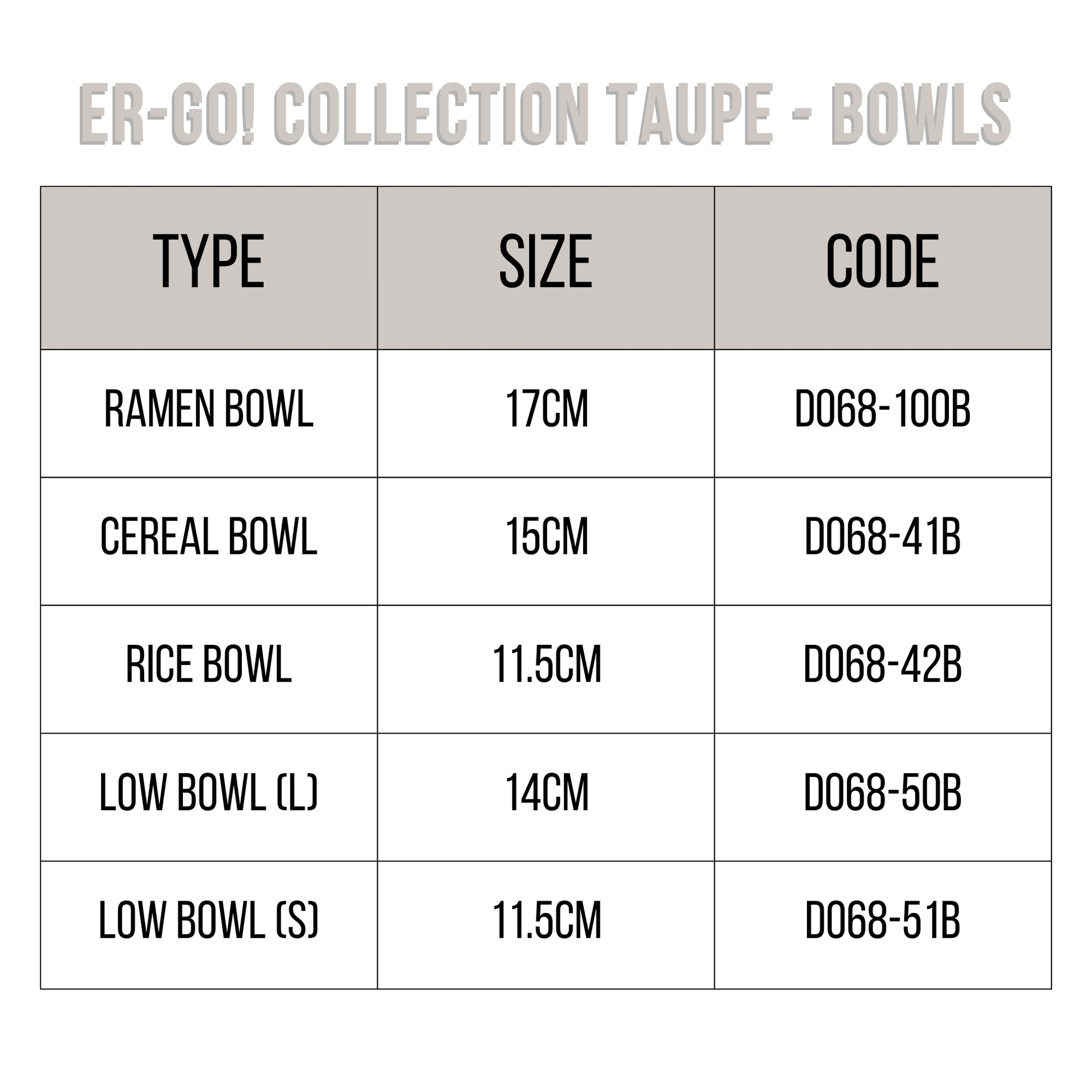 Loveramics Er-go! Collection Taupe - Bowls
