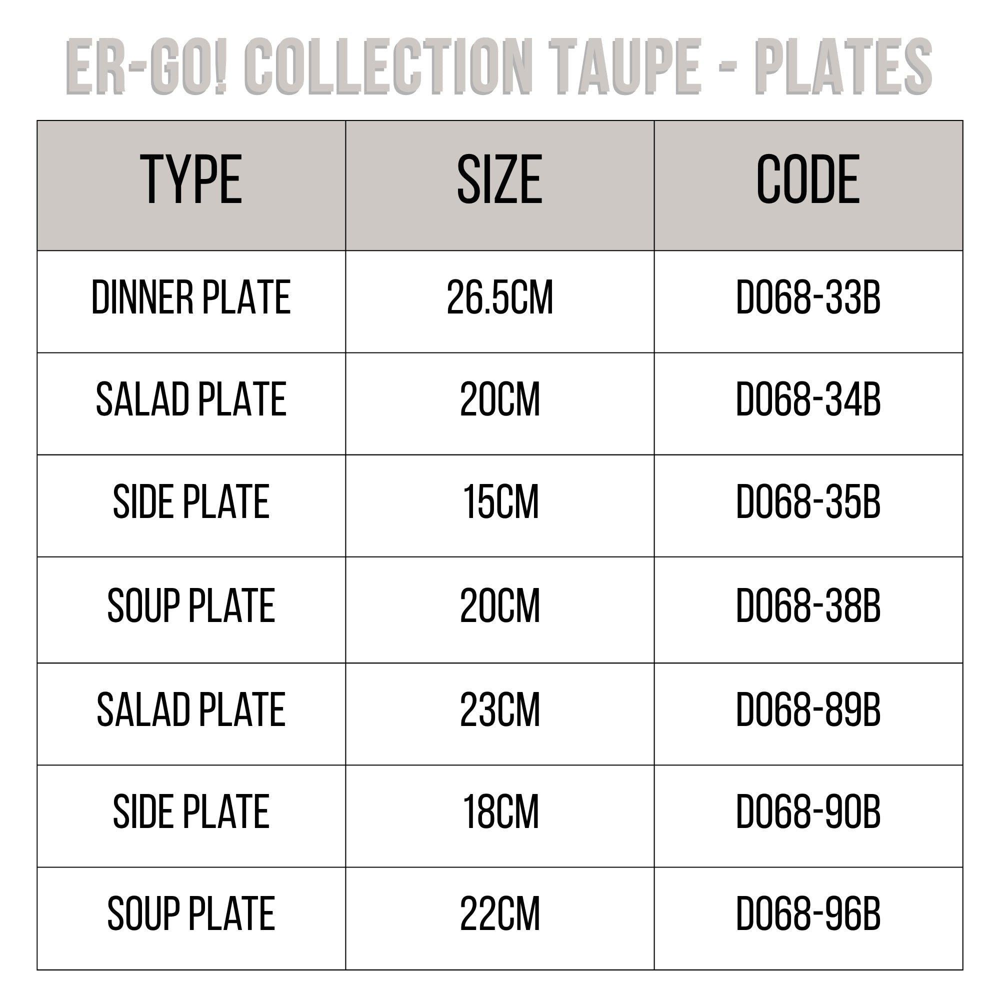 Loveramics Er-go! Collection Taupe - Plates
